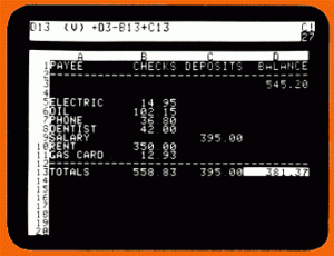 a screen capture of 1980's VisiCalc